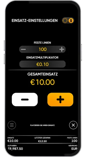 Einsatz von 1 € bis 200 € pro Dreh im Hell Hot 100 Slot einstellen