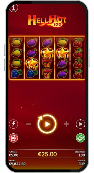 Avvio del gioco nella slot Hell Hot 100 e rotazione dei rulli
