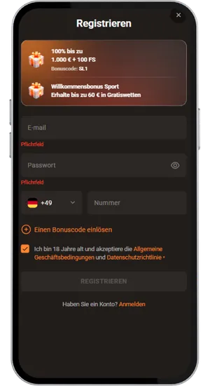 Registrierung und Einzahlung in einem Online-Casino