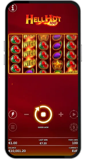 Starting gameplay in Hell Hot 100 slot and spinning reels